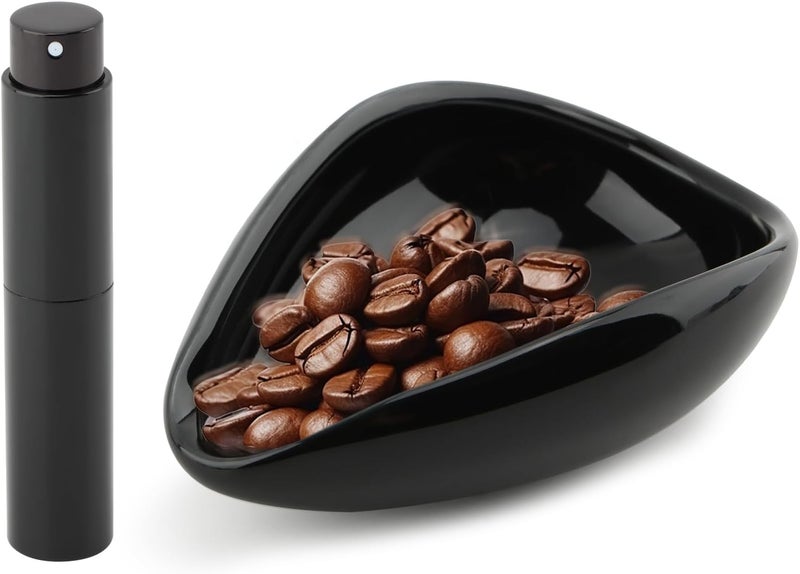 Yonderfume Coffee Bean Dosing Cup and Spray Bottle Set, Ceramic Espresso Dosing Cup Measuring Tray for Coffee Beans and Tea, Espresso Accessories - Image 1